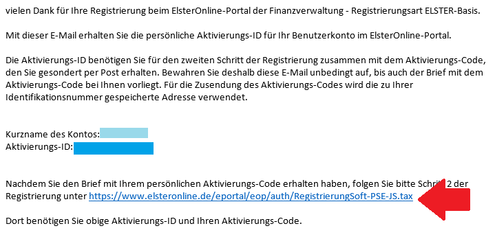 Registrierung zur Elster Steuererklärung