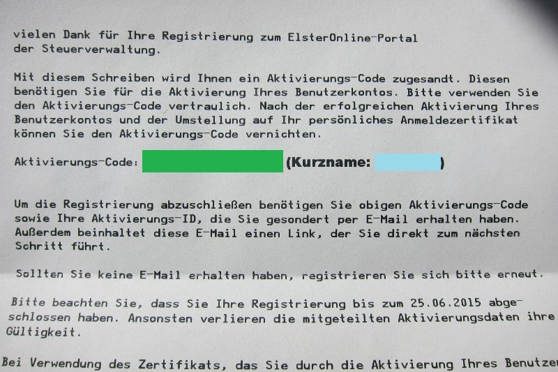 Registrierung zur Elster Steuererklärung