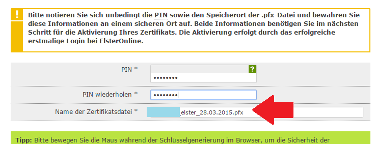 Registrierung zur Elster Steuererklärung